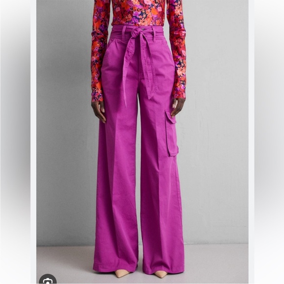 VERONICA BEARD BELISA CARGO PANT PURLE WIDE LEG HIGH RISE 27
